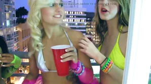 American babes with big tits partying in public with high-quality music and video!