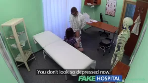 A European woman performs oral sex and engages in intense intercourse with her doctor in a pretend medical scenario