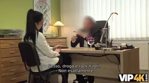 A young Czech singer seeks sexual rewards for her rear during a talent agent's audition