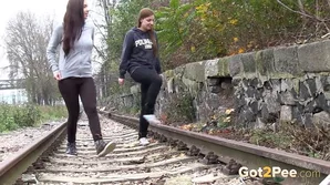 Czech amateur brunettes indulge in public urination fetish