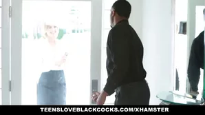 Ella Nova, an amateur blonde, experiences a passionate interracial encounter with a black partner, resulting in a satisfying climax on her bare genitals