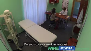 Fake hospital staff examine Susan's narrow vagina in high-definition adult film